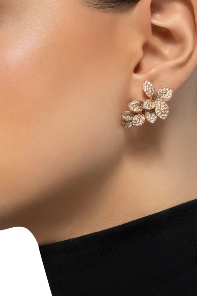 Petit Garden Earrings, Rose Gold with Diamonds