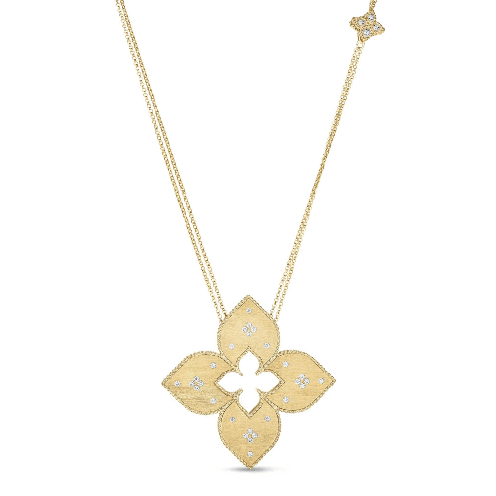 Venetian Princess Large Diamond Flower Long Necklace