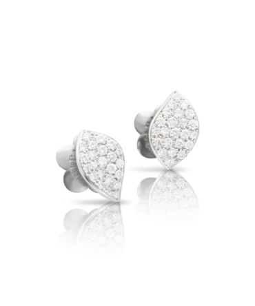 Petit Garden Earring, White Gold with Diamonds, Single Leaf