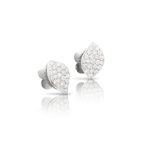 Petit Garden Earring, White Gold with Diamonds, Single Leaf