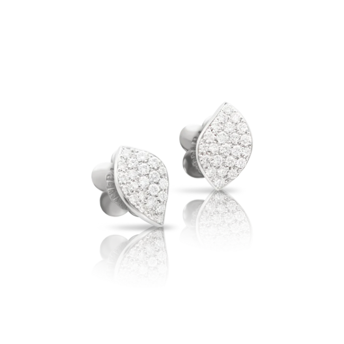 Petit Garden Earring, White Gold with Diamonds, Single Leaf