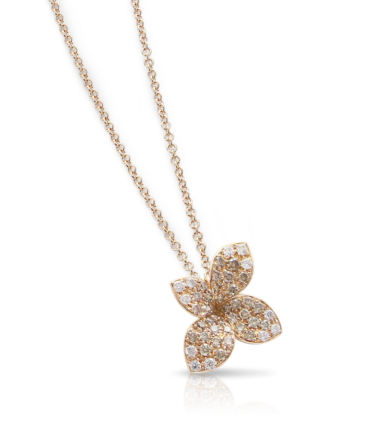 Petit Garden Necklace, Rose Gold with Diamonds, Small Flower
