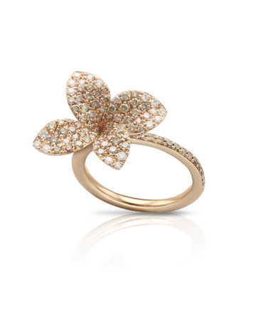Petit Garden Ring, Rose Gold with Diamonds, Medium Flower