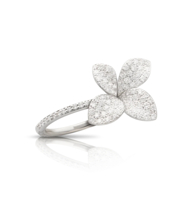Petit Garden Ring, White Gold with Diamonds, Medium Flower