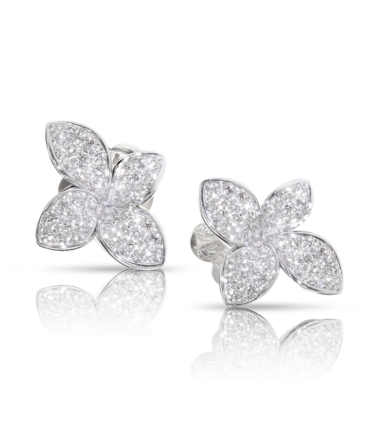 Petit Garden Earrings, White Gold with Diamonds, Small Flower