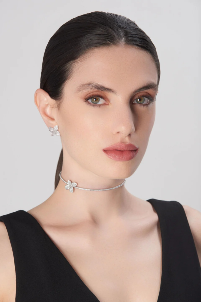 Petit Garden Choker, White Gold with Diamonds