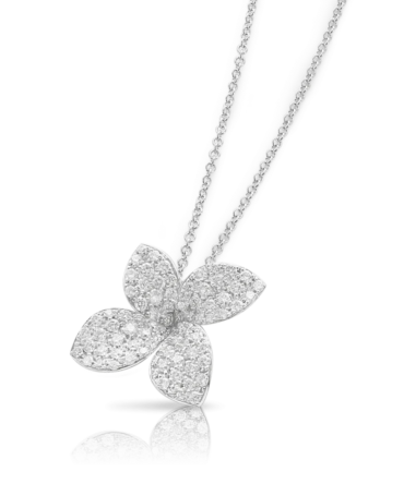 Petit Garden Necklace, White Gold with Diamonds, Medium Flower