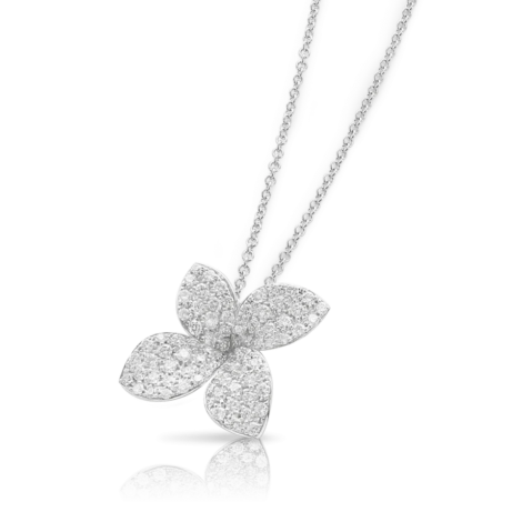 Petit Garden Necklace, White Gold with Diamonds, Medium Flower