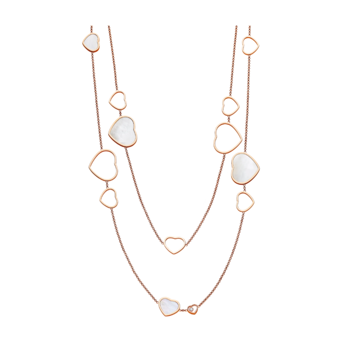 Happy Hearts Sautoir Necklace, Ethical Gold, Diamonds, Mother-of-Pearl