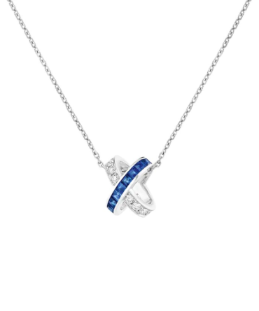 Jeux de Liens Pendant, White Gold, Sapphires, Diamonds