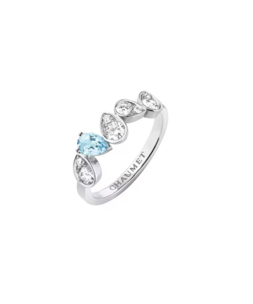 Joséphine Ronde d'Aigrettes Ring, White Gold, Aquamarine, Diamonds