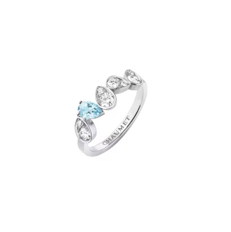 Joséphine Ronde d'Aigrettes Ring, White Gold, Aquamarine, Diamonds