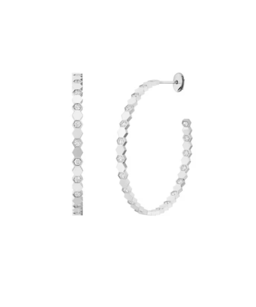 Bee de Chaumet Hoop Earrings White Gold, Diamonds