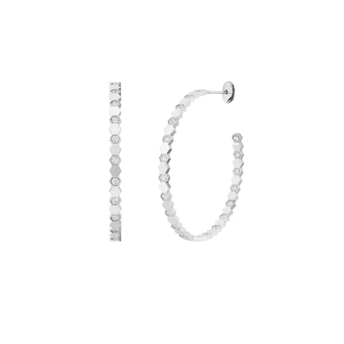Bee de Chaumet Hoop Earrings White Gold, Diamonds