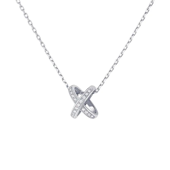 Jeux de Liens Pendant, Rose Gold, Diamonds