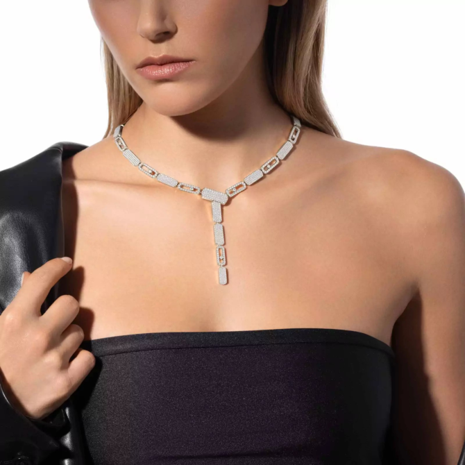 Imperial Move LM Pavé Tie Necklace