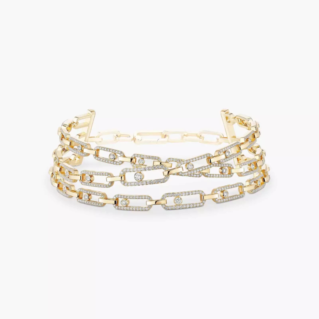 Move Link 3-row Diamond Necklace