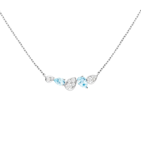 Joséphine Ronde d'Aigrettes Necklace White Gold, Aquamarines, Diamonds