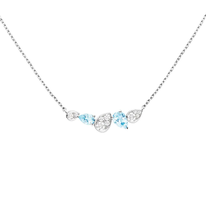Joséphine Ronde d'Aigrettes Necklace White Gold, Aquamarines, Diamonds
