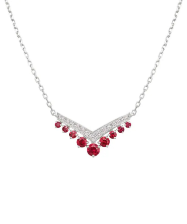 Joséphine Aigrette Pendant White Gold, Rubies, Diamonds