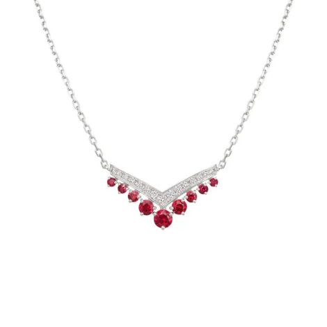 Joséphine Aigrette Pendant White Gold, Rubies, Diamonds