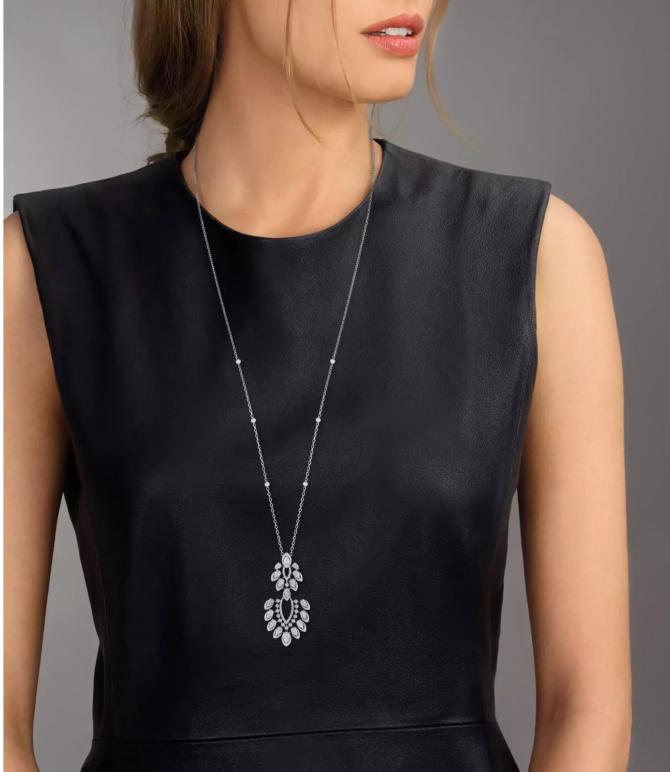 Desert Bloom Long Necklace White Gold Diamond Necklace