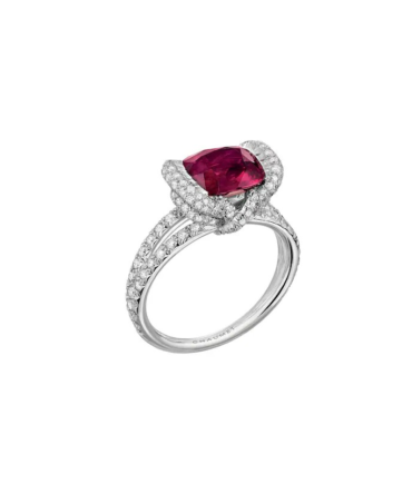 Liens d'Amour Ring White Gold, Ruby, Diamonds