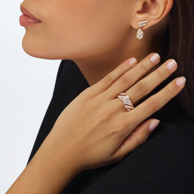 Joséphine Aigrette Earrings Rose Gold, Diamonds