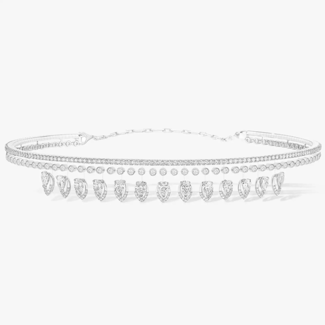 Choker Skinny Desert Bloom White Gold Diamond Necklace