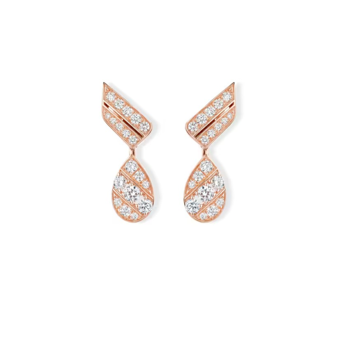 Joséphine Aigrette Earrings Rose Gold, Diamonds