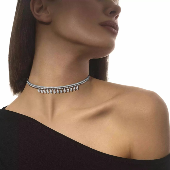 Choker Skinny Desert Bloom White Gold Diamond Necklace