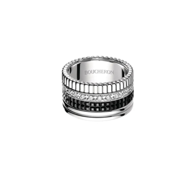 Quatre Black Edition Large Ring, Diamonds