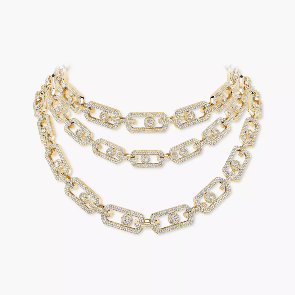 So Move 3-row Pavé Diamond Necklace
