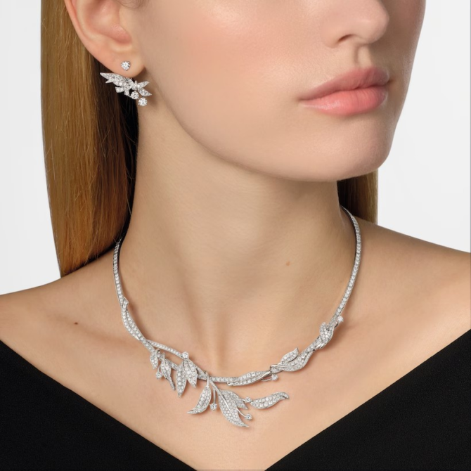 Laurier Earrings White Gold, Diamonds