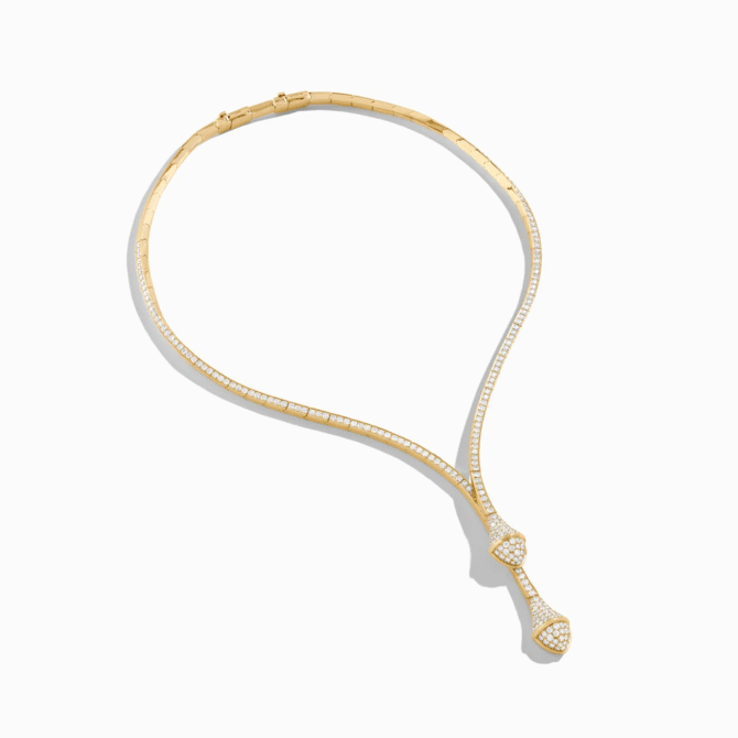 Cleo Full Diamond Drop Collar Channel Set Diamond Necklace
