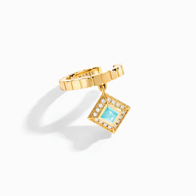 Cleo Lotus Pavé Charm Ear Cuff (Single R)