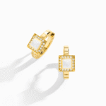 Cleo Lotus Pavé Huggie Earrings