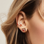 Cleo Lotus Square Stud Earrings - Image 2