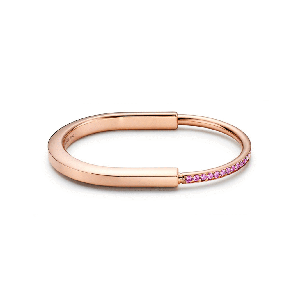 Tiffany Lock Bangle in Rose Gold with Pink Sapphires