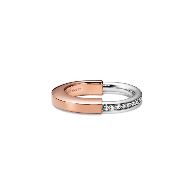 Tiffany Lock Ring in Rose and White Gold with Diamonds