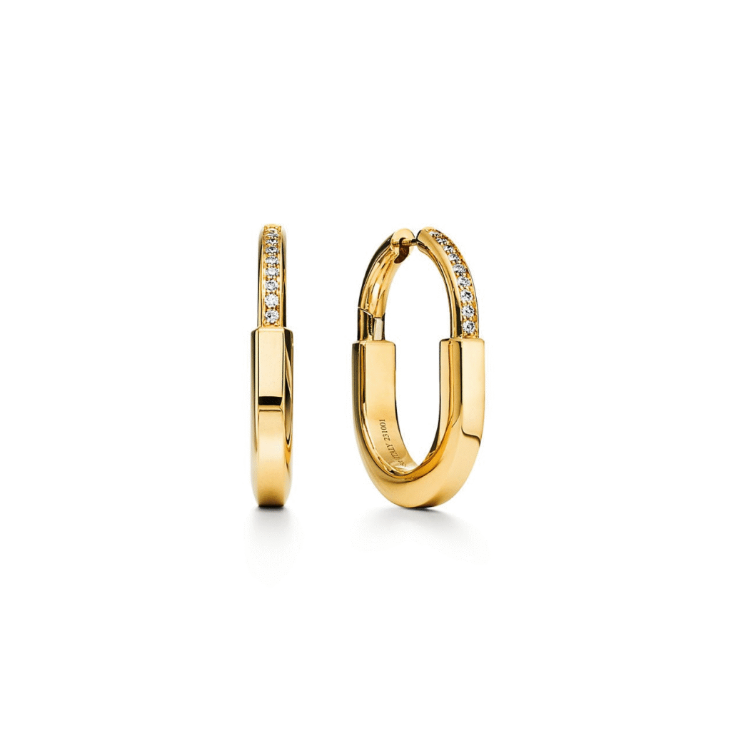 Tiffany Lock Earrings with Diamonds, Medium