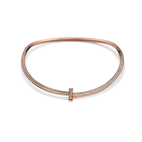 Tiffany T T1 Pavé Diamond Necklace in Rose Gold
