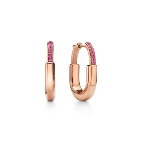 Tiffany Lock Small Earrings in Rose Gold with Pink Sapphires