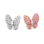 Two Butterfly Earrings, White Gold, Diamond, Sapphire