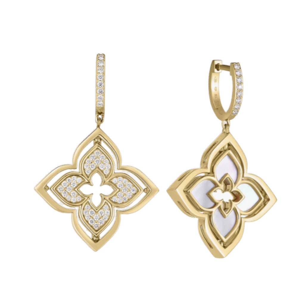 Venetian Princess Pirouette Pave Medium Flower Drop Earrings