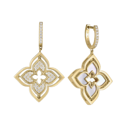 Venetian Princess Pirouette Pave Medium Flower Drop Earrings