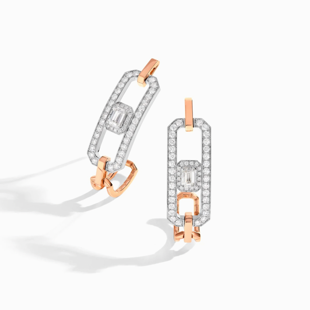 Empire Two-Tone Diamond Statement Open Link Earrings