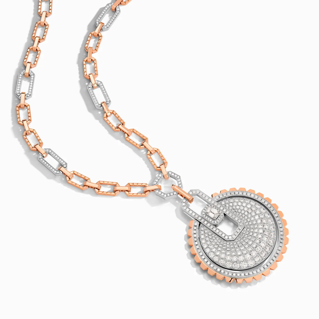 Empire Two-Tone Diamond Statement Pendant Necklace