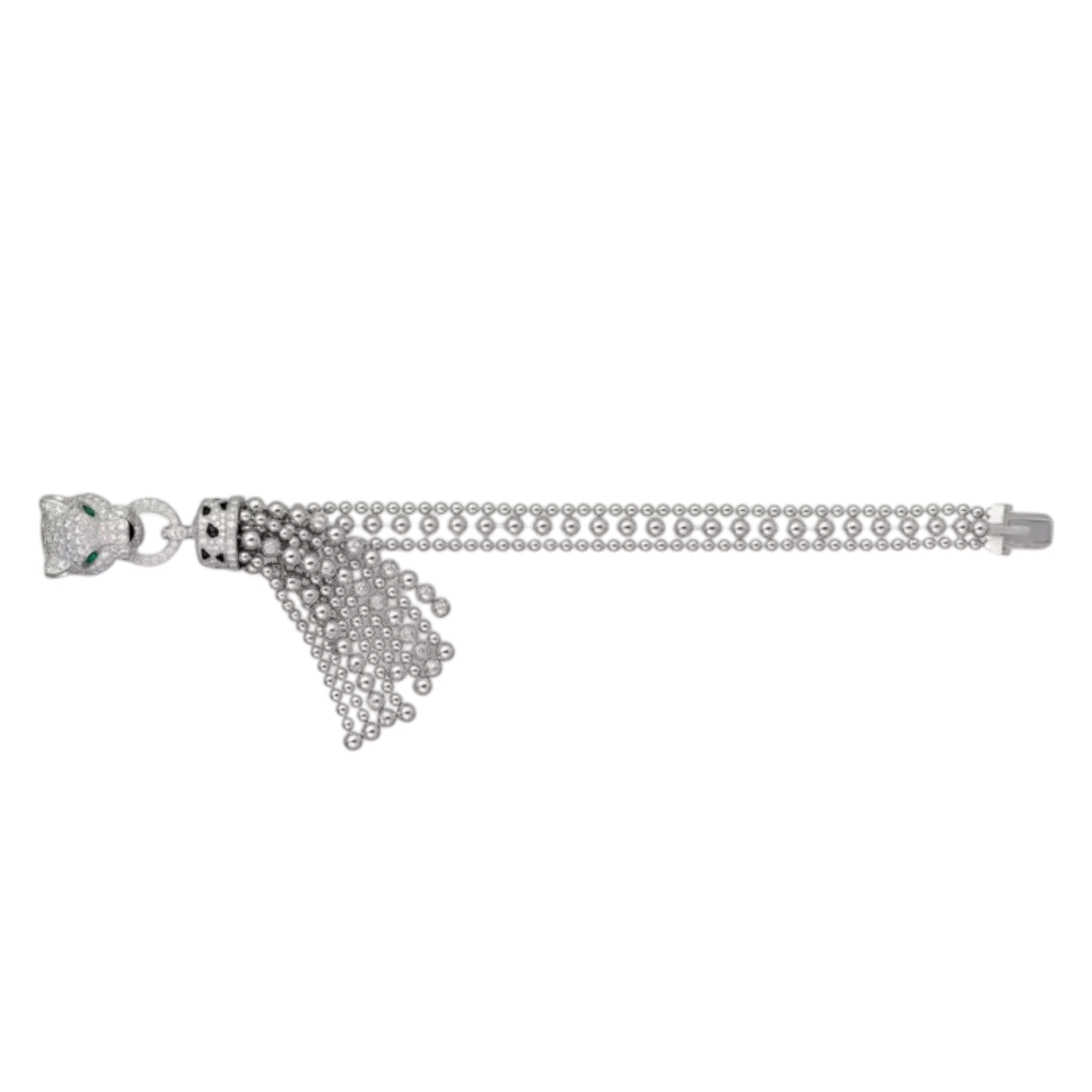 Panthčre de Cartier Bracelet, On Chain, Half-Paved