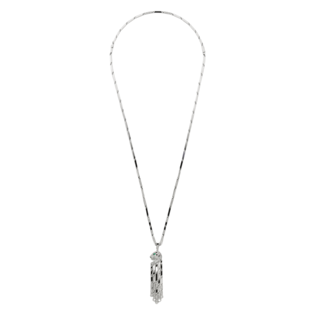 Panthčre de Cartier Long Necklace, Small Model, Paved